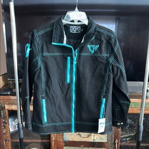 Black and Blue Utility Jacket with Sporty Design